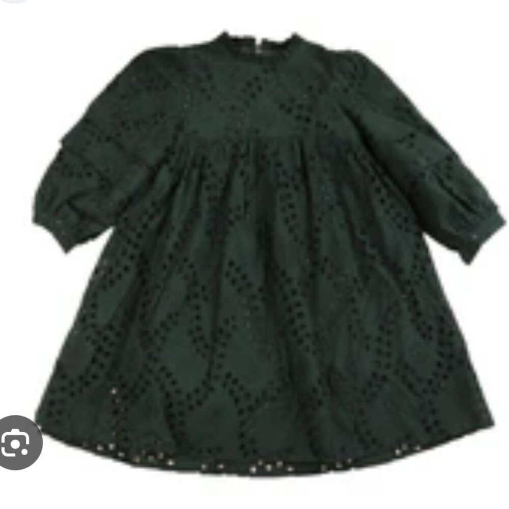 Belati Forest Green Eyelet Dress
